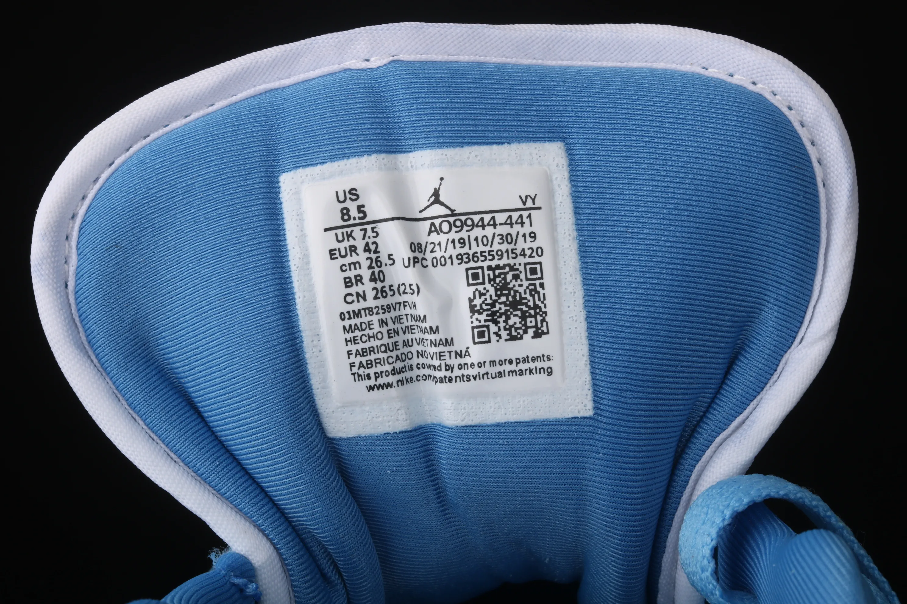 All categories Air Jordan Jordan series basketball shoes Air Jordan 1 Low new version Air Jordan 1 Low Shadow AJ1 Joe 1 North Carolina blue low-top cultural and leisure sports sneakers AO9944-441